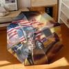 1pc American flag patriotic pet Umbrella Portable Folding Umbrella Iron Frame Hole Bone Structure Outdoor Home Umbrella