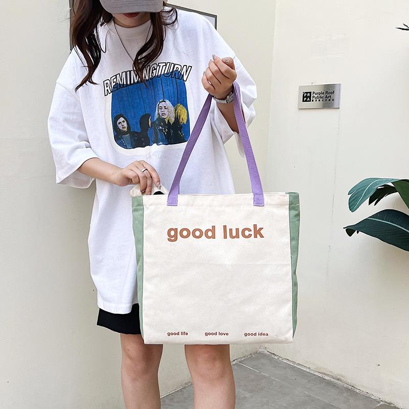 

New Canvas Bag Large Capacity Female Fashion Versatile Shoulder Bag INS School Girl Tote Bag