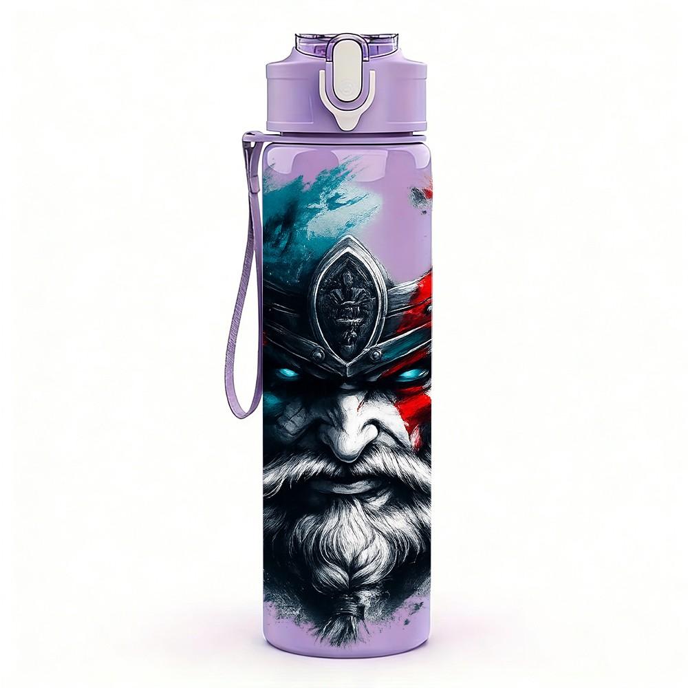 1PC Splash Art Black Wolf Pattern 750ml Color Plastic Sports Water Bottle Leakproof Flip Straw Lid Suitable for Sports Office Home Use
