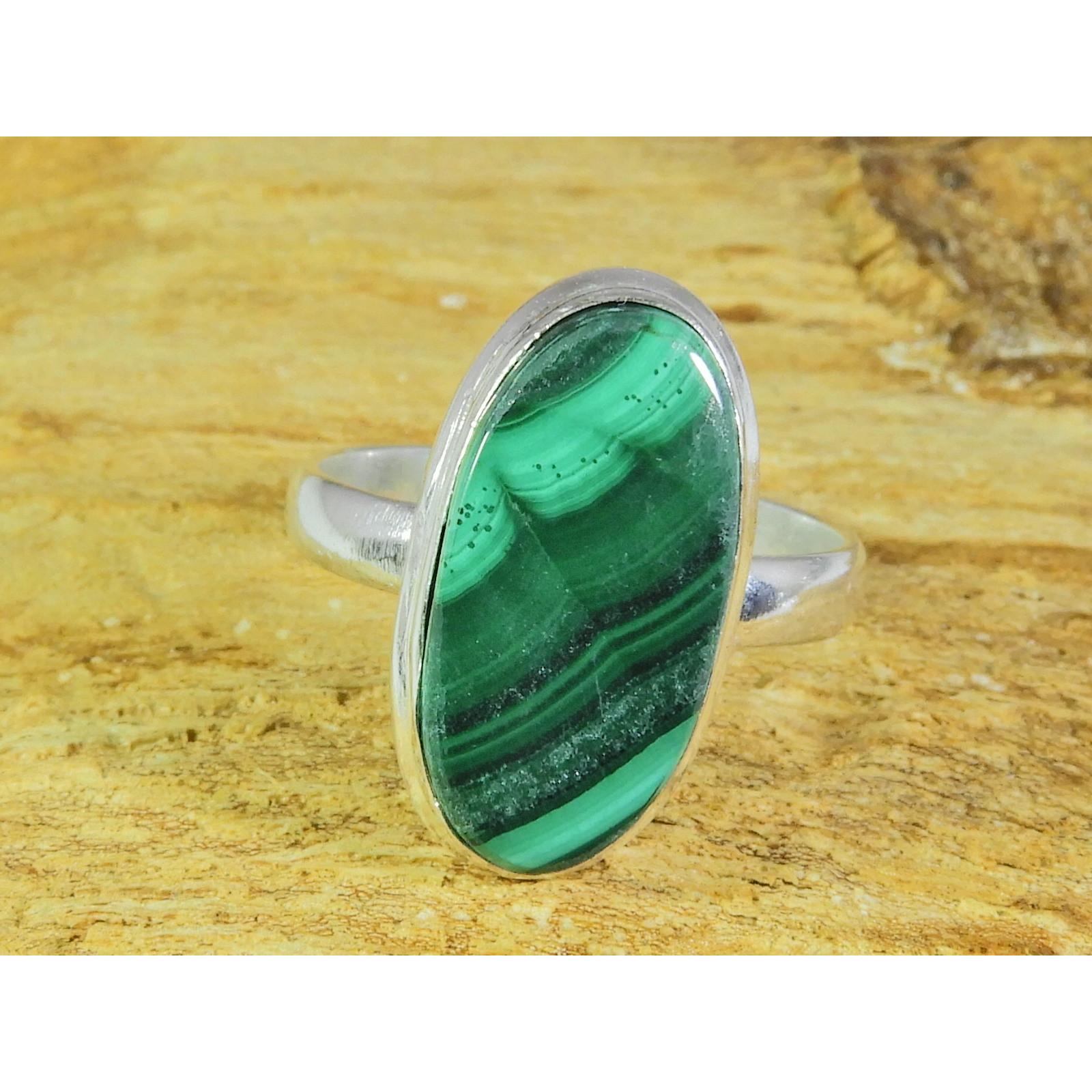 

Natural Green Malachite 925 Solid Sterling Silver Ring Size US-9 PG-65