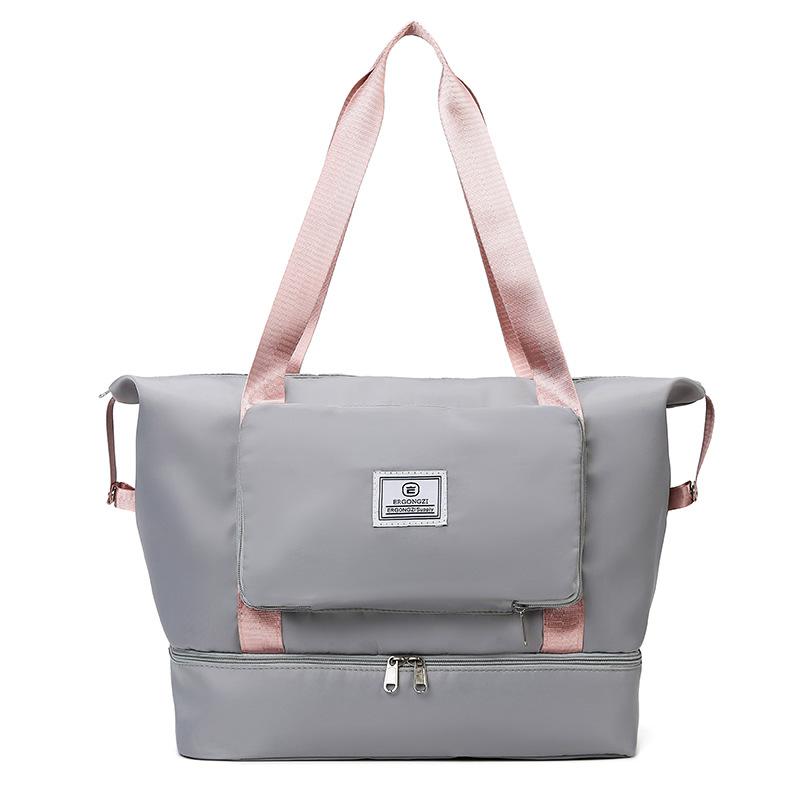 Large capacity short trip bag dry and wet separation fitness bag swimming bag hand luggage bag foldable portable