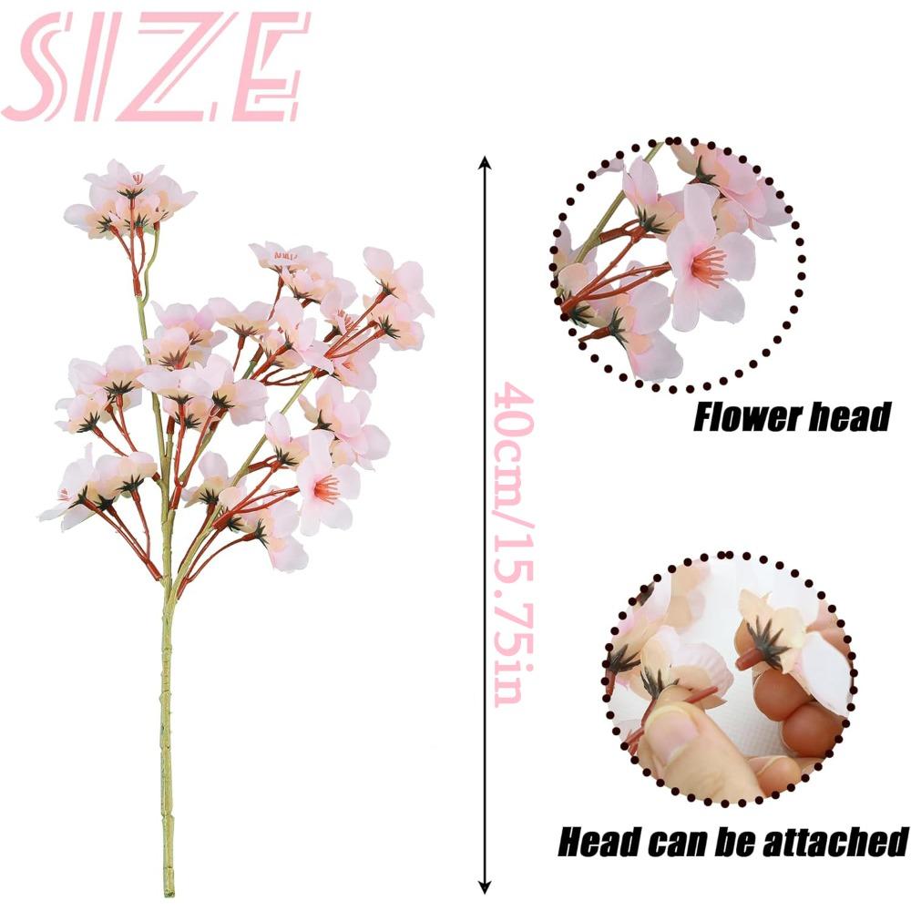 6pcs Artificial Cherry Blossom Branches Decor Fake Flowers 15.75 Inches Silk Faux Flowers Garden Table Centerpiece Decor
