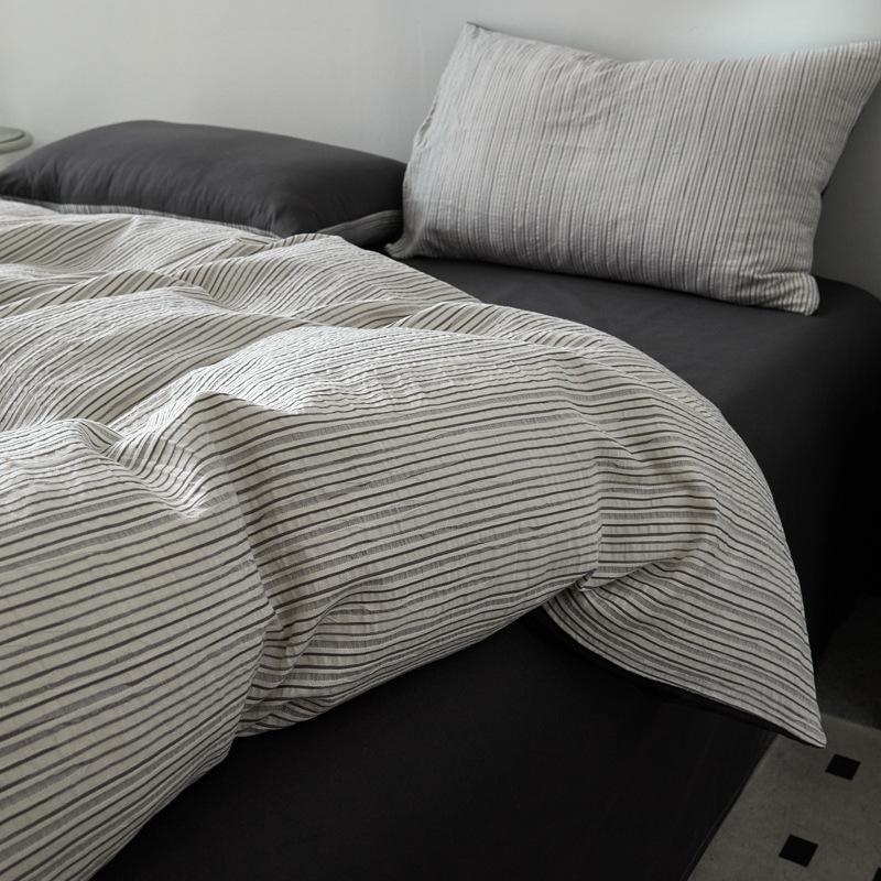 Pure Cotton Bedding Four-piece Set Skin-friendly and Breathable Washed Sheets Quilt Covers Pillowcases
