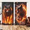 2pcs Flaming Wolf King Decorative Curtains   Suitable for Family and Friends   Sunshade and Privacy-protecting Pole-style