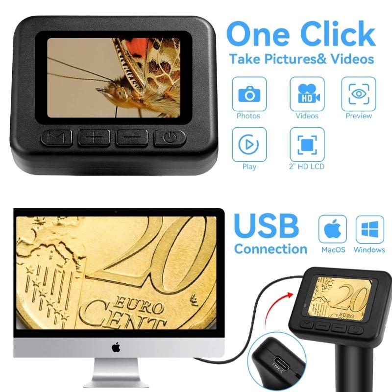 Portable Clearly Screen Digital Microscope for Analysis Material Examination Featuring Large Display and Data Storage