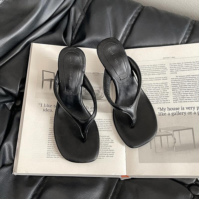 Simple wedge heel high heels flip-flops slippers women's 2025 summer new wear versatile beach sandals tide