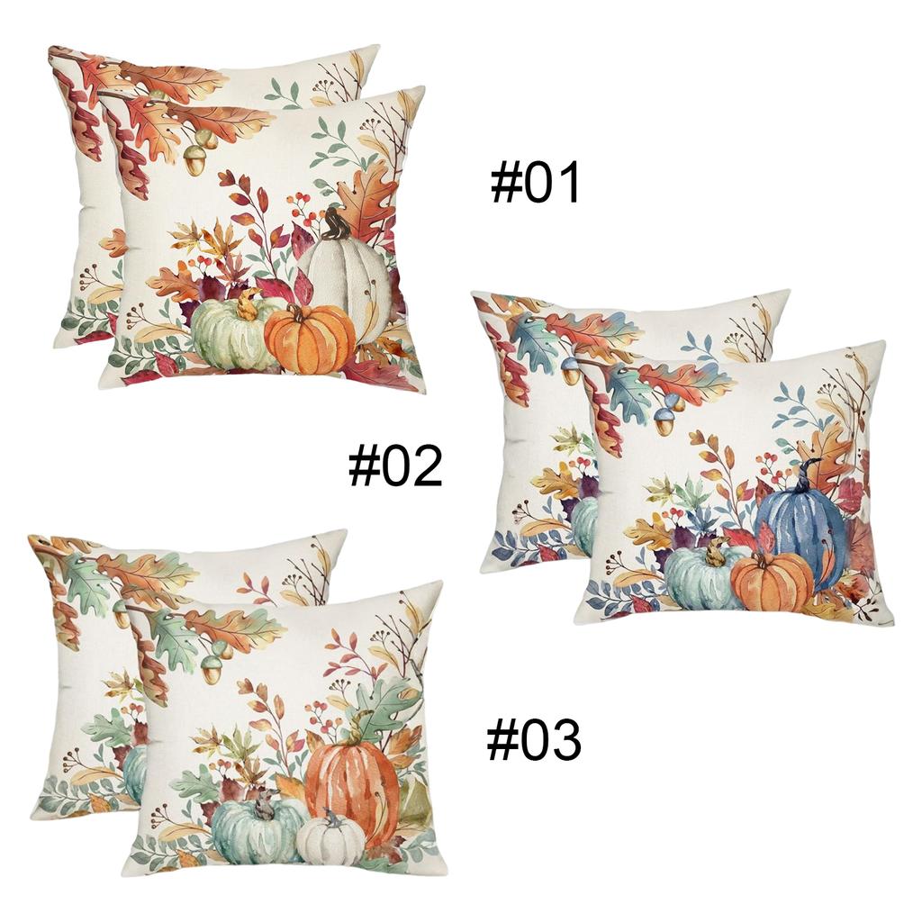 2Pcs Thanksgiving Decor Pillowcase Washable Pumpkin Print Cushion Cover Wear Resist Sofa Linen Pillow Covers for Outdoor Couch