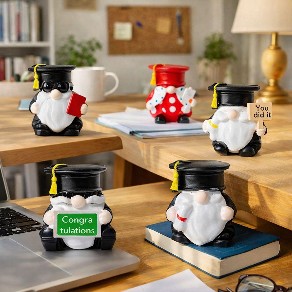 5 Pieces Resin Miniature Gnome Figurine Cute Small Dwarf Statue Home Decoration