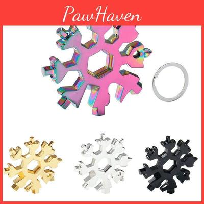 Versatile 18 In 1 Portable Snowflake Multi Tool With Stainless Steel Screwdriver Key Chain
