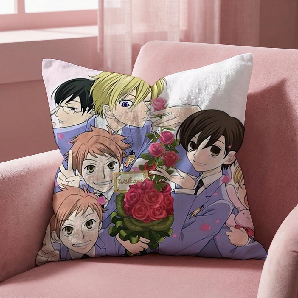 O-Ouran High School ANIME Cushion Cover Multi-Scene Pillow Cover for Home & Car - Reversible, Soft & Durable for Daily Use