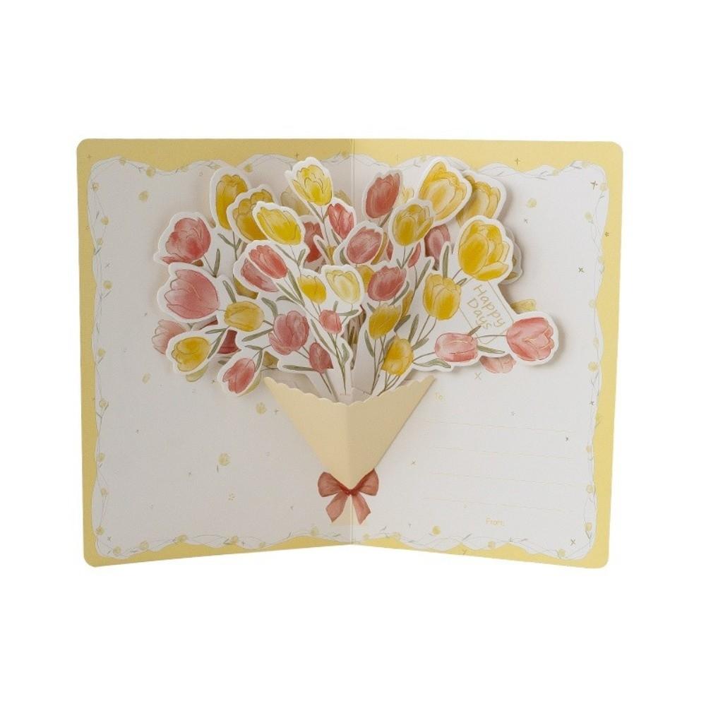 New 3D Pop-up Style 3D Greeting Card Creative Handmade Flower Blessing Card Romantic Creative Flower Card Valentine's Day