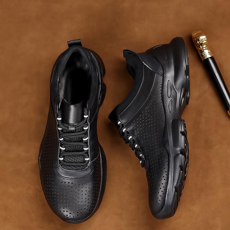 Fashion Outdoor Trainers Breathable Men's Sneakers Genuine Leather Walking Shoes Leisure Male Sports Shoes Non-Slip Treking Footwear