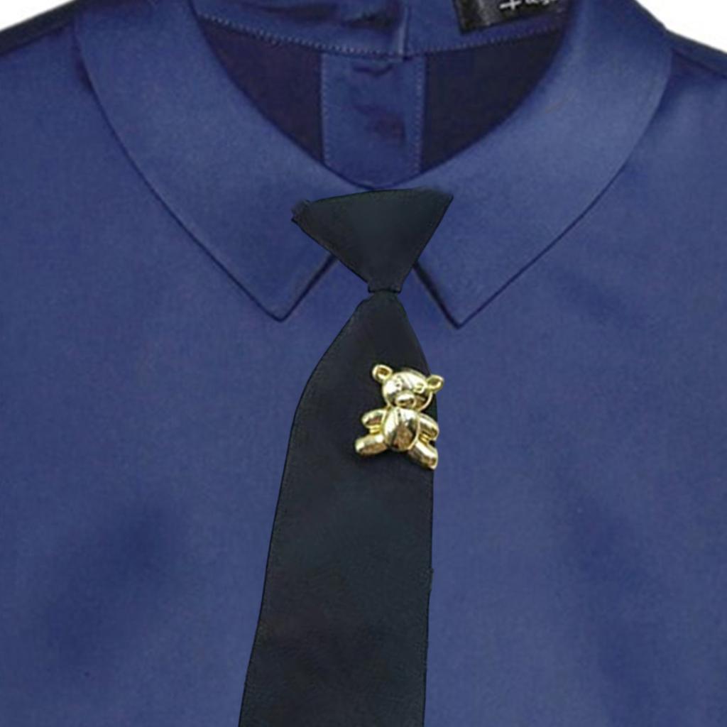 Fashion Shirt Tie for Formal Event Unisex Heart Bear Brooch Tie Uniform Tie for Evening Party Role Play Tie Neckwear