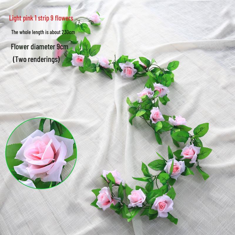 Artificial Rose Vine for Air Conditioning Pipe and Staircase Decoration