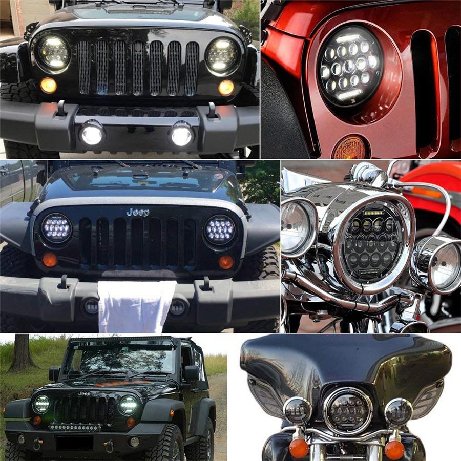 Pair 7'' 150W 10920LM Round Black Cree LED Headlight High Low Beam With White DRL for Harley Jeep Wrangler JK TJ LJ CJ Hummber H1 H2