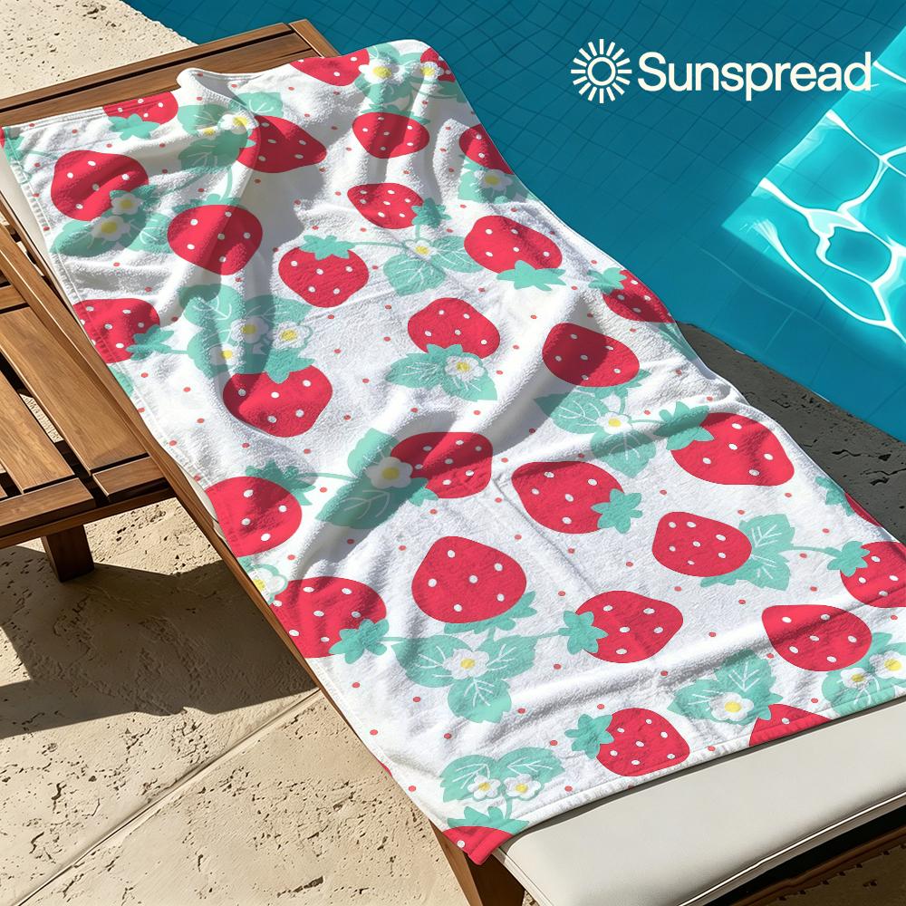 Aardbeien Gingham Bloemen Sneldrogende Badhanddoek Microvezel strandlaken lichtgewicht zwemmen kamperen yoga strand uit
