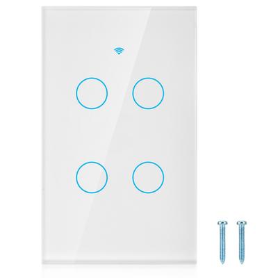 WiFi-Touchscreen-Schalter mit Einzelkreis für 4-Wege-AC  (Weiß )