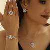European and American minimalist fashion geometric zirconia-studded ring, earrings, bracelet, pendant, necklace, collarbone chain jewelry set