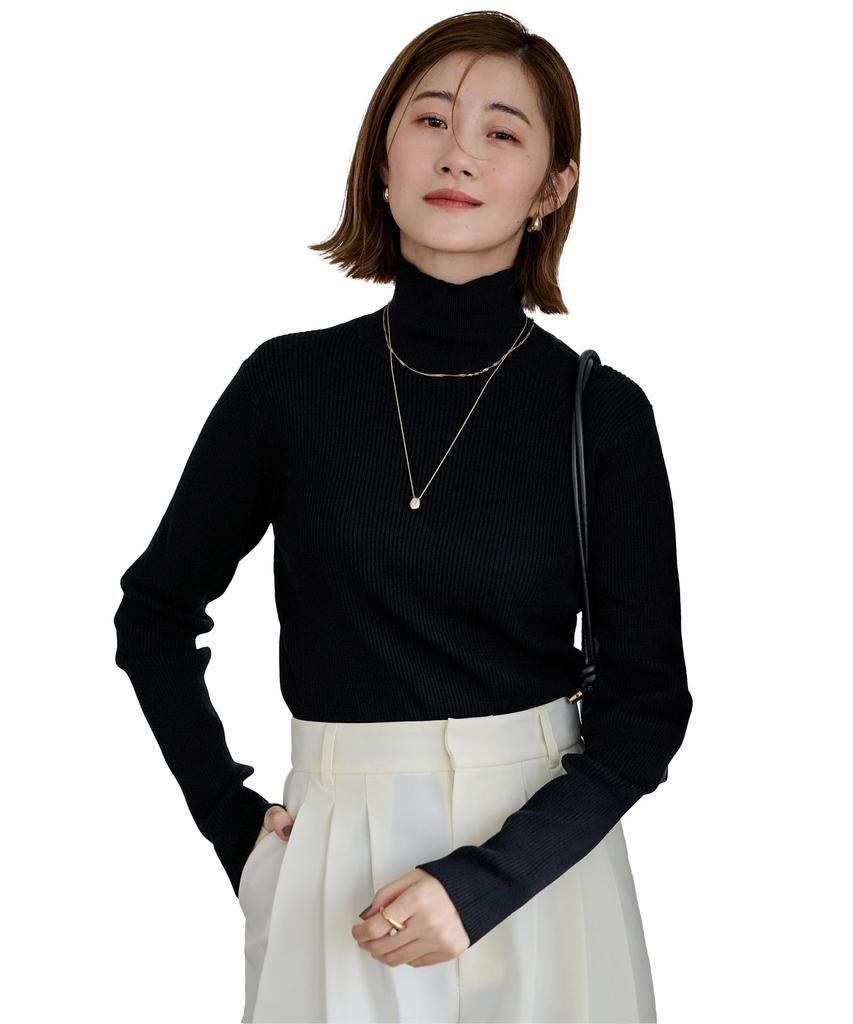 Yours Turtleneck Knit BEXT0245 Medium Black Anti-Pilling Women's