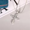 Charm Female Crystal White Zircon Stone Cross Pendant Necklace Vintage Silver Color Wedding  For Women