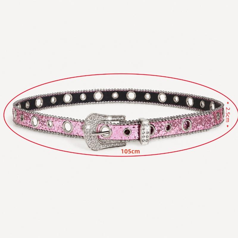 Women's Sparkly Punk Waist Belt Rhinestone Studded Glitter Crystal Buckle 1Pcs for Club Rave Events