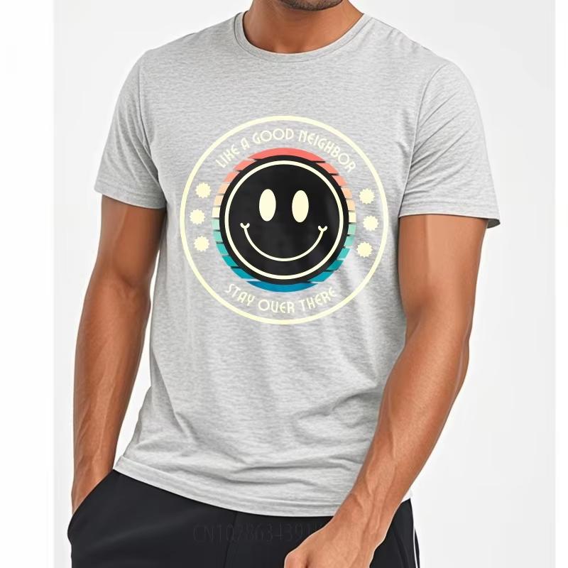 Fashion Tshirt Printed Boys Round Neck Tshirt Casual Like A Good Neighbor Stay Over There Cool Tops Minimalist Teeshirt