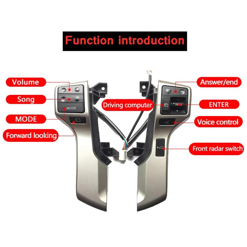 High Configuration Steering Wheel Button For Toyota Land Cruiser Prado GRJ150 KDJ150 Volume Telephone Control Switch With Cable