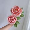Yousheng Handmade Crochet Peony Flower Knitted Cotton Peony Bouquet with Leaves And Long Stem for Wedding Home Decor Birthday Anniversary