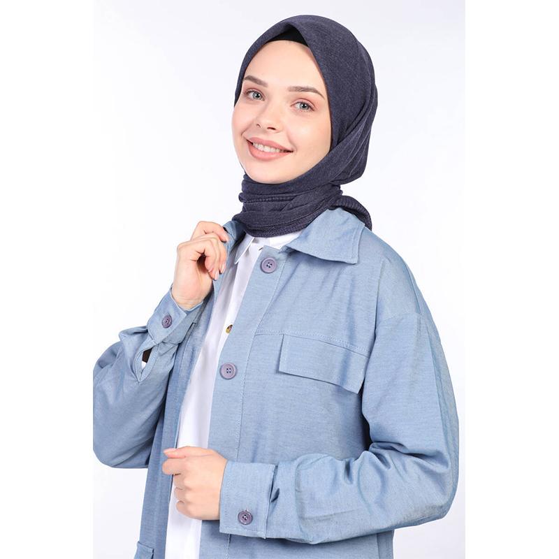 

Синий хлопковый шарф Miray Denim 90x90 джинсовый