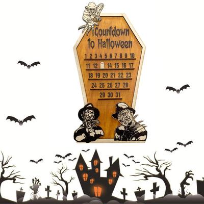 Halloween Countdown Calendar Wooden Ghost Pumpkin Countdown Calendar Reusable Halloween Horror Ornaments