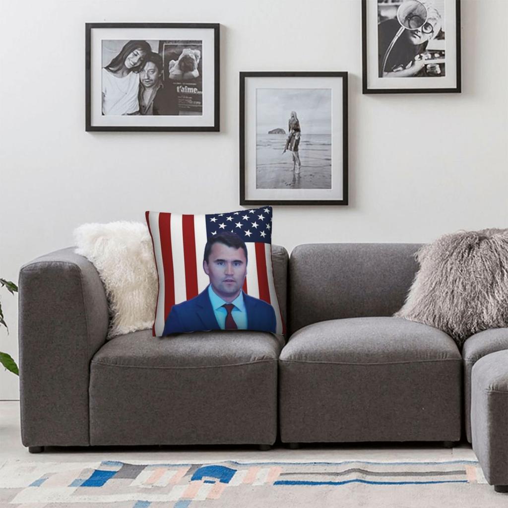 Pillow Case Charlie Kirk American Flag Polyester Pillow Cover Cute Funny Cushion Cover Pillowcases For Office Home Decorative