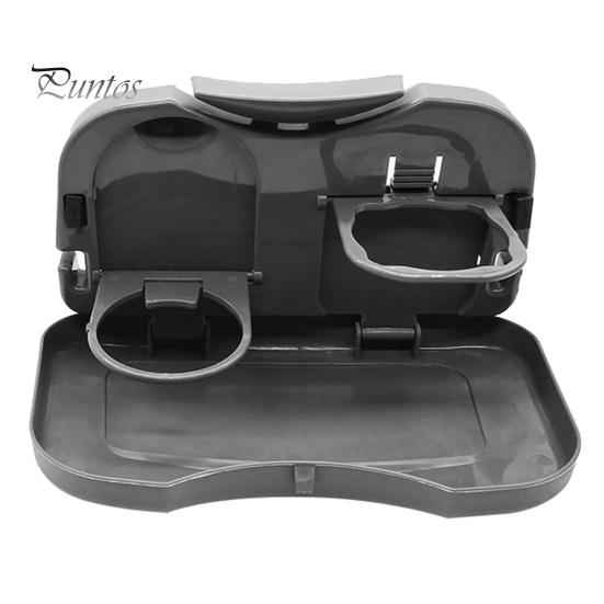 Mesa plegable de almacenamiento para asiento trasero de viaje en coche, soporte para bandeja y vasos para comida y bebidas, escritorio