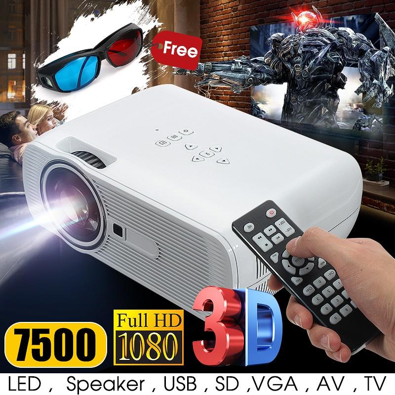Mini 2500 Lumens LED Projector Cinema Theater 3D Home 1080P FHD HDMI USB AV/VGA Portable Multimedia