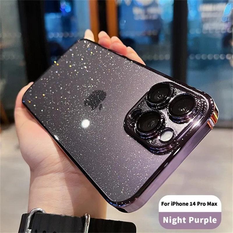 Luxusní galvanicky pokovené třpytivé pouzdro na telefon pro iPhone 11 15 12 13 14 Ochranná skořepina Pro Max Průhledný průhledný nárazuvzdorný kryt