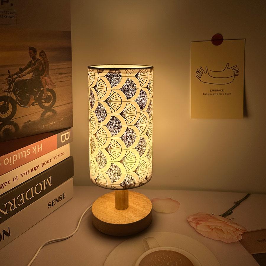 Simple Modern Night Lamp Bedside Wooden Dimming Lamp Warm Tricolor Bedroom Lamp