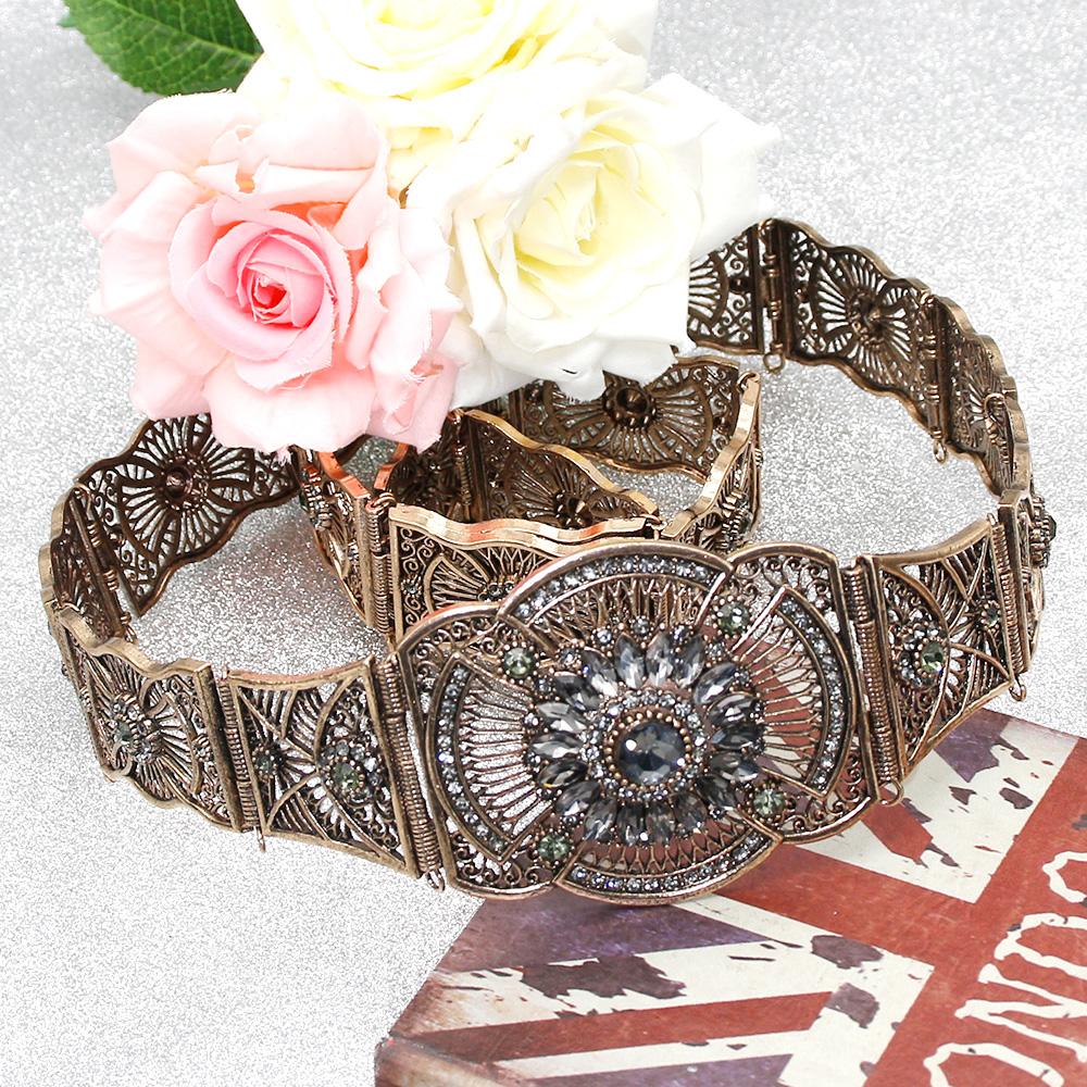 Gold Color Elegant Belt for Women Ethnic Wedding Dress Jewelry Crystal Belly Chain Gift