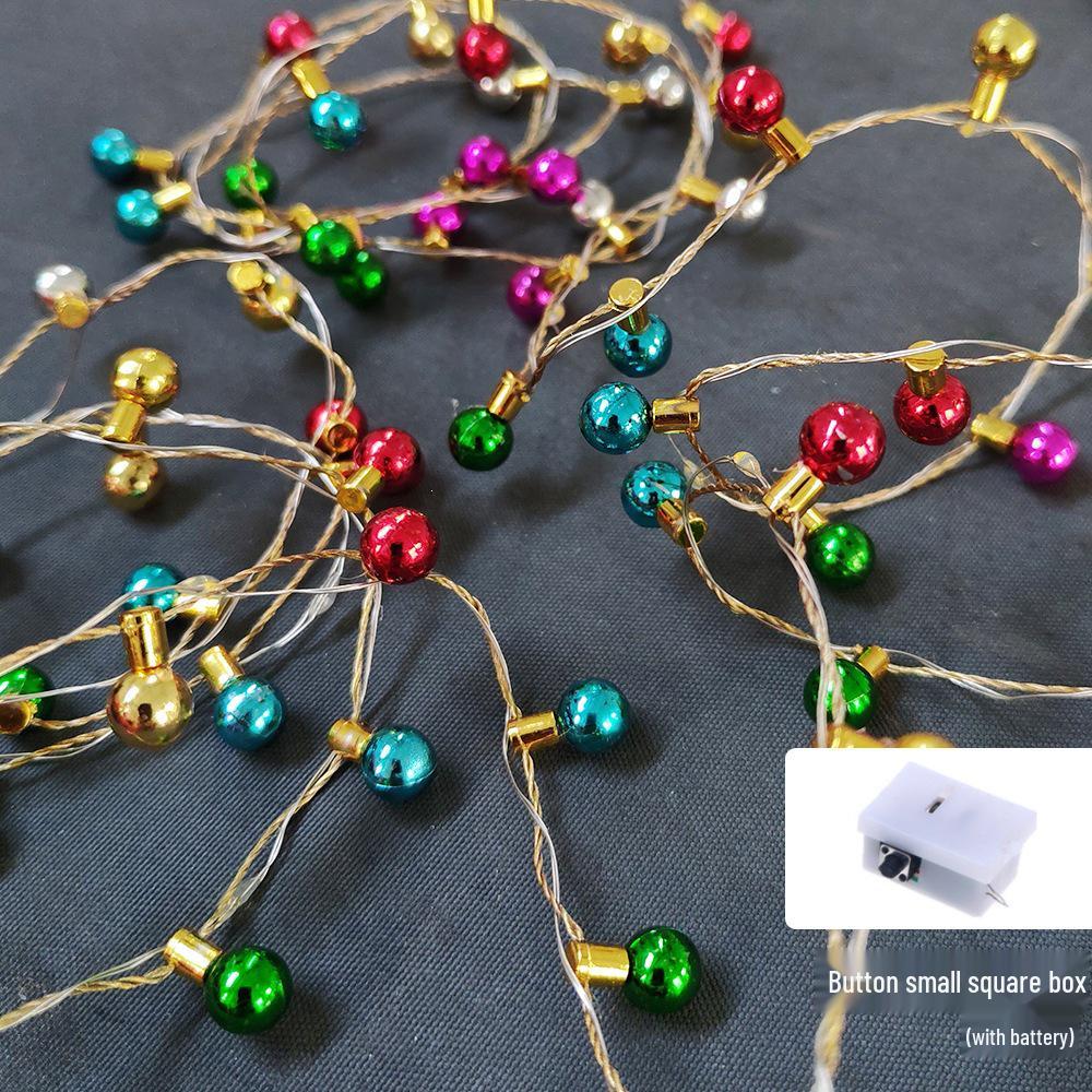Christmas Beaded LED Bullet String Lights - Electroplated Bulbs, Tree Decoration Neon Lights
