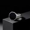 Stylish Punk Geometric Hexagon Stainless Steel Smooth Signet Ring Fashion Minimalist Jewelry for Men Him Gifts