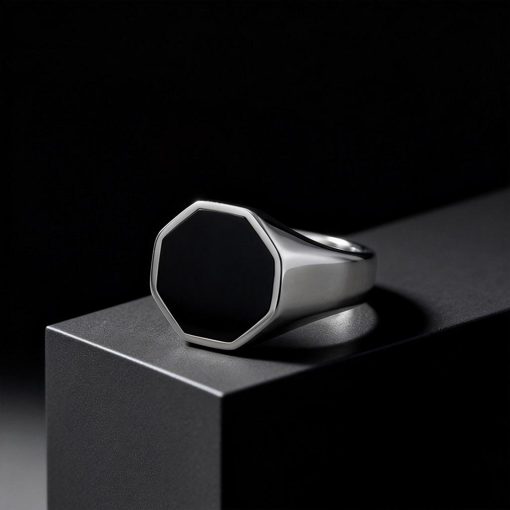 Stylish Punk Geometric Hexagon Stainless Steel Smooth Signet Ring Fashion Minimalist Jewelry for Men Him Gifts