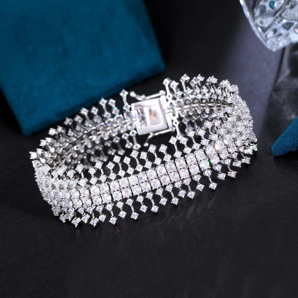 

Light Luxury Heavy Industry Brass Zircon Bracelet Super Flash Multi-Layer Full Diamond Women S Atmospheric Banquet Dress Accessories Hand Jewelry