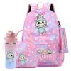 4Pcs/set Cute Printed Backpack Girl School Student Knapsack Fish Scale Style Bag Lunch Bag Pencil Bag 750Ml Outdoor Water Bottle