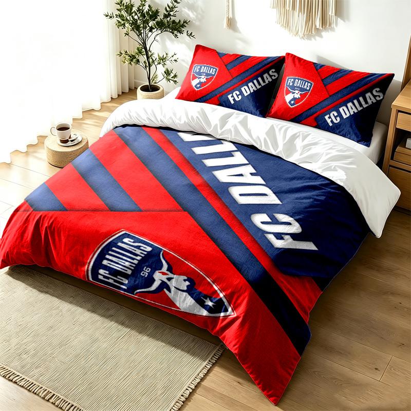 FC Dallas 3pc Duvet Cover Set Simple Modern Bedding Set Wrinkle Resistant Soft Fabric All Season Use a perfect gift