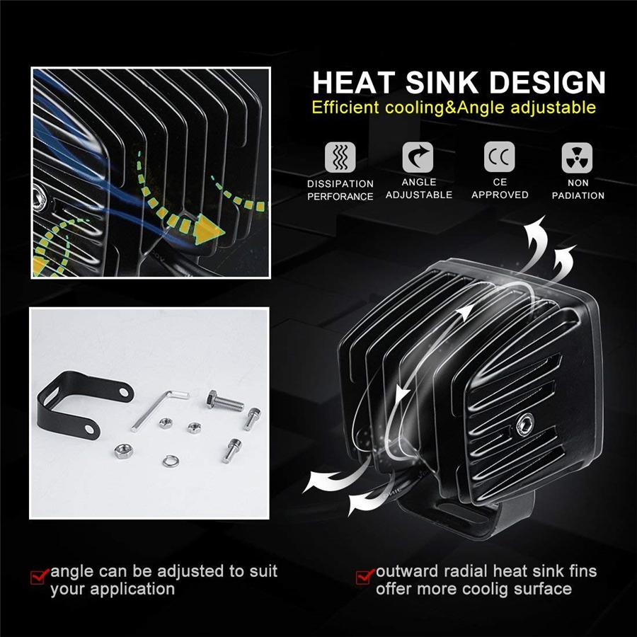 2Pcs 128W 12800LM CREE LED Pods 3 Inch Off Road Lights LED Driving Lights