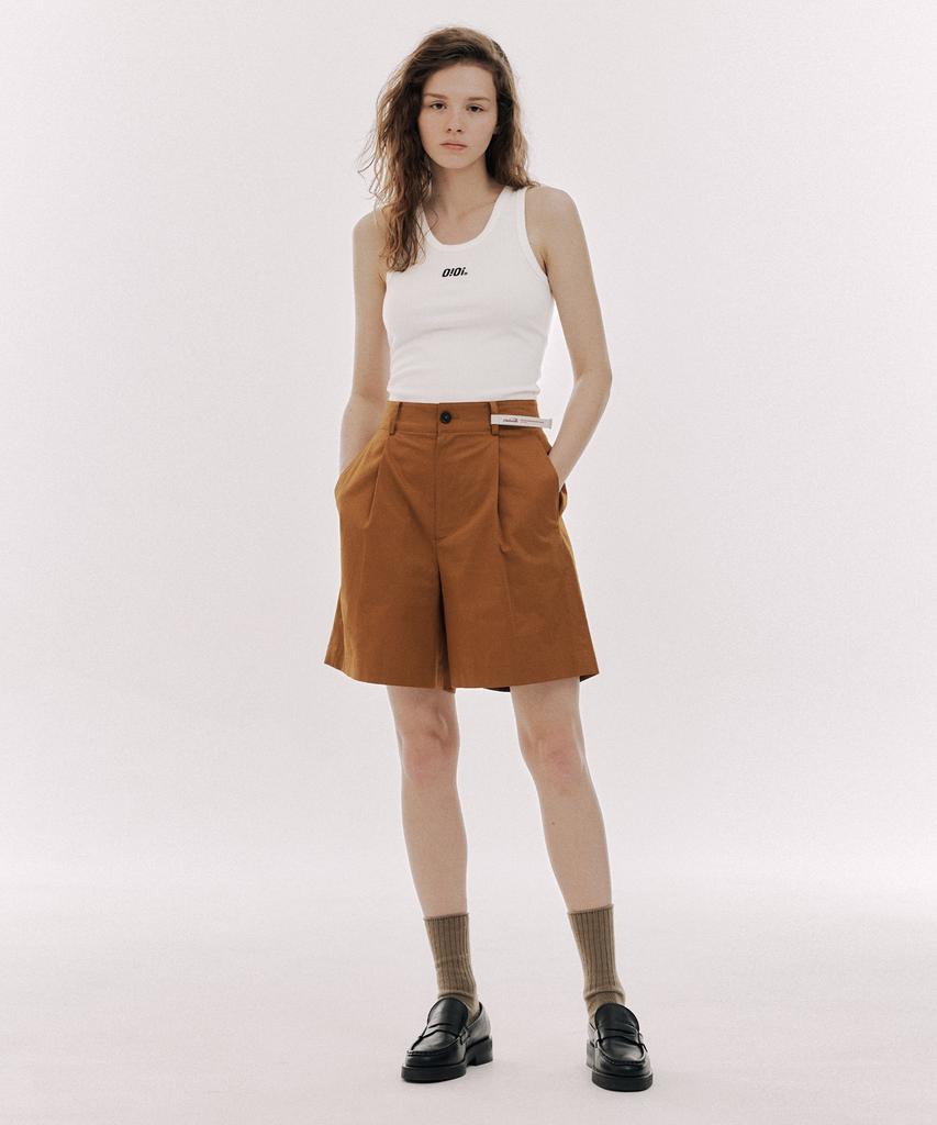 Oioi Collection Cosmo Label Bermuda Pants_Camel
