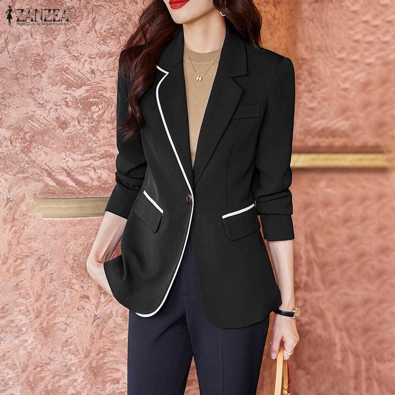 ZANZEA Women Casual Turn Down Collar Long Sleeve Thin Cardigan Blouse