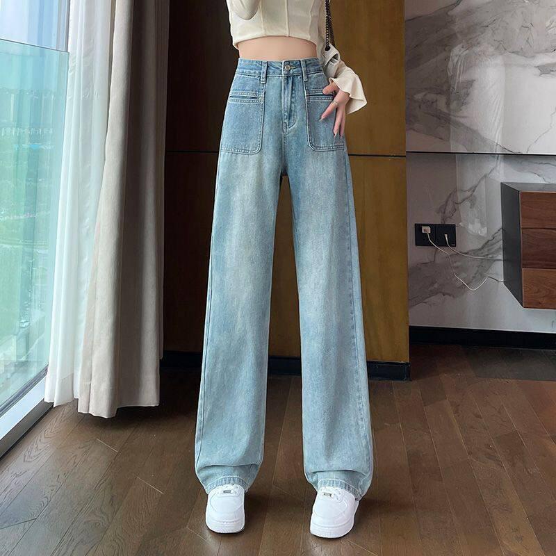 

2026 Women s Vintage Gray Petite Straight-Leg Wide Jeans Extra Extra Large