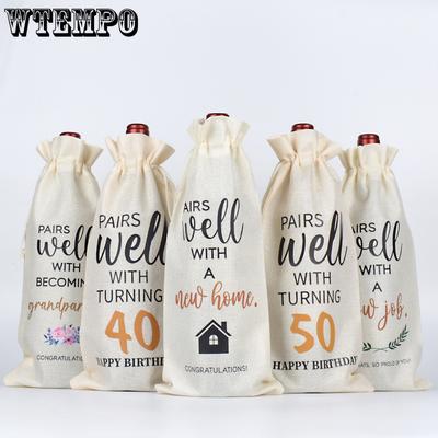 50pcs Drawstring Bag for Birthday Gifts A Wine Bottle Drawstring Bag Party Wine and Red Wine Gift Bags