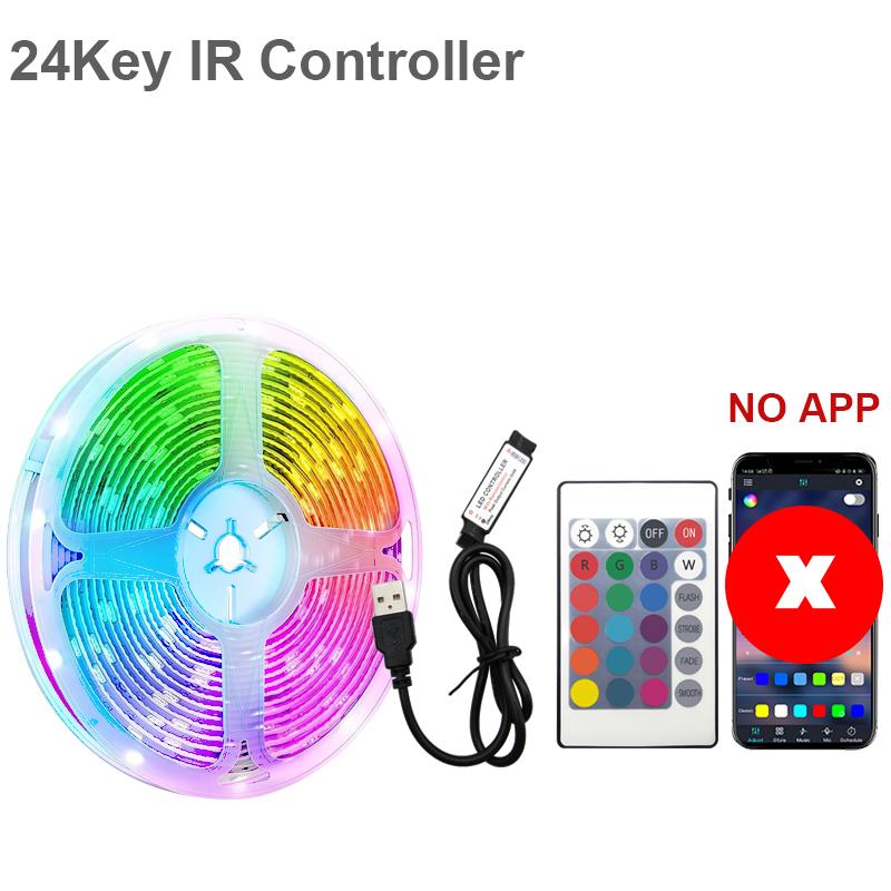 1-25M USB LED Strip Lights 5050 RGB Changing Flexible Tape Lamp With Remote For TV Backlight Home Room Decor