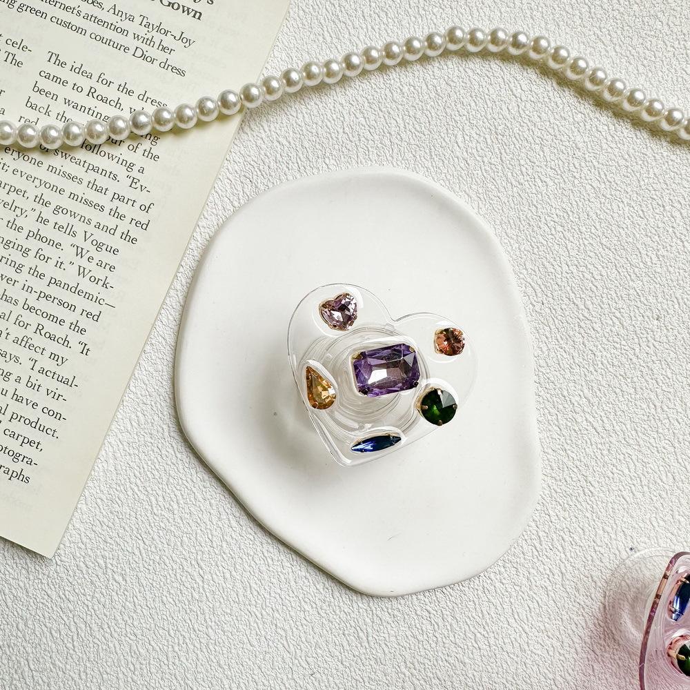 Mobile Phone Airbag Bracket Paste Desktop Retractable And Stable Love Epoxy Gem Rhinestone Luxury Women
