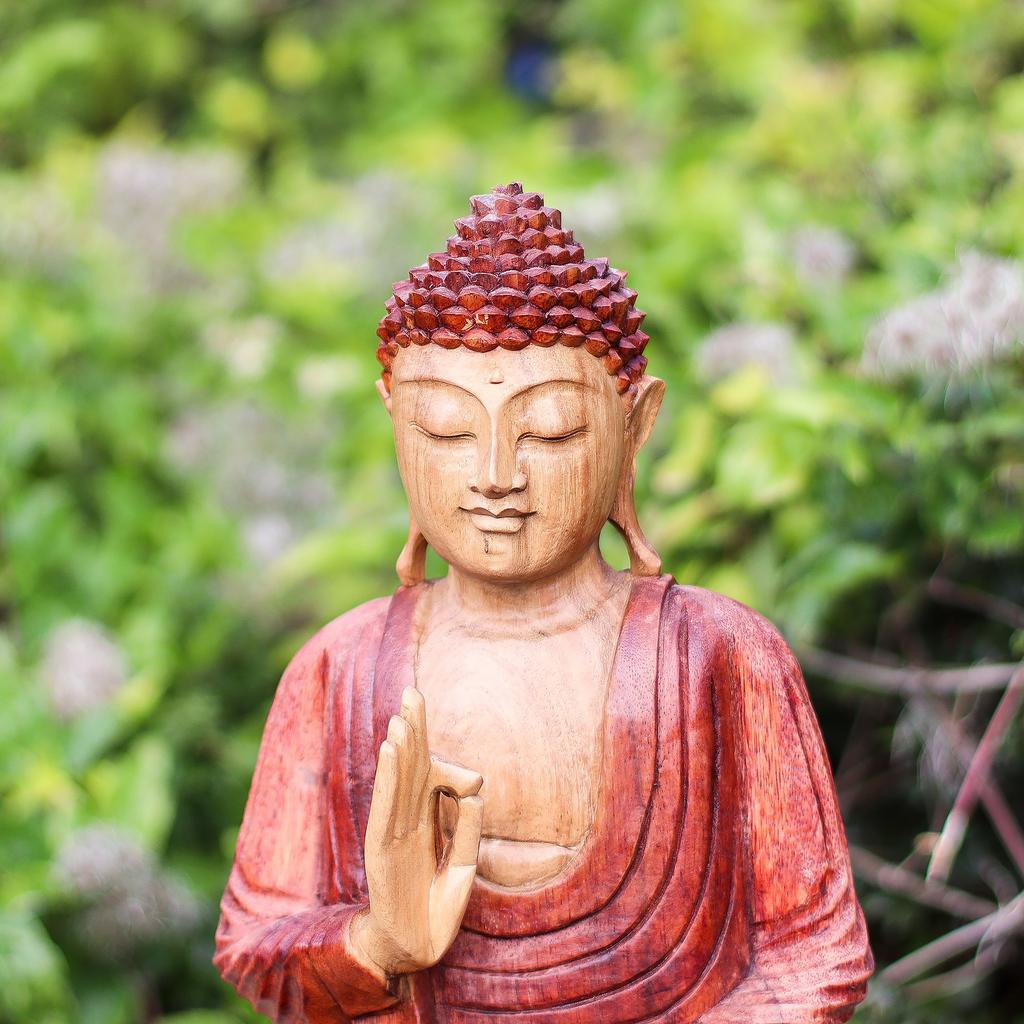 Buddha Statue Hand Carved Wood Teaching Pose 30cm